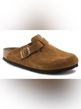 Birkenstock Boston clog, soft bed, mink suede, women’s